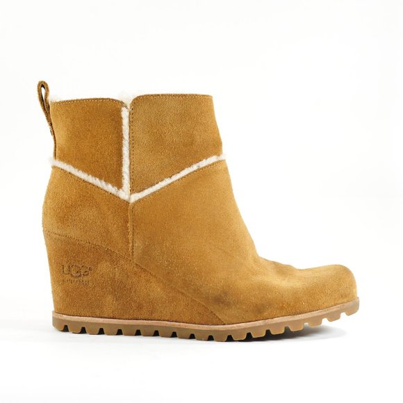 UGG Women's Marte Wedge Booties Chestnut Color - Picture 2 of 12